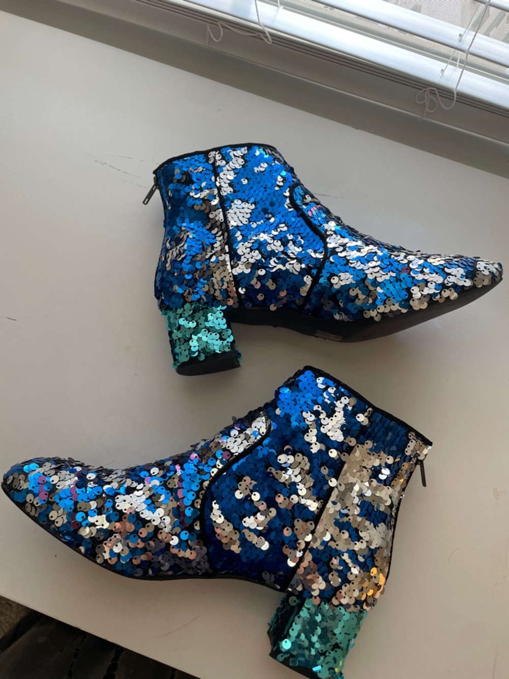 Asos sequin block heel boots